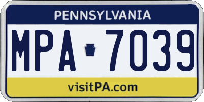 PA license plate MPA7039