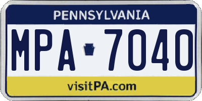 PA license plate MPA7040