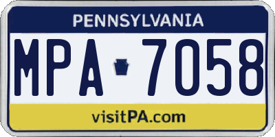 PA license plate MPA7058