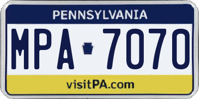 PA license plate MPA7070