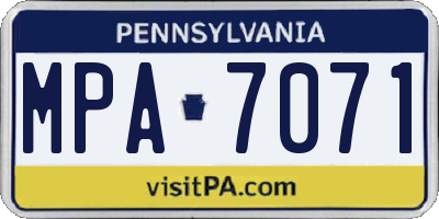 PA license plate MPA7071