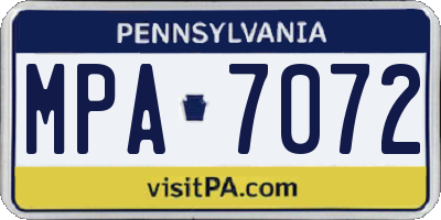 PA license plate MPA7072