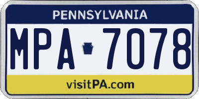 PA license plate MPA7078