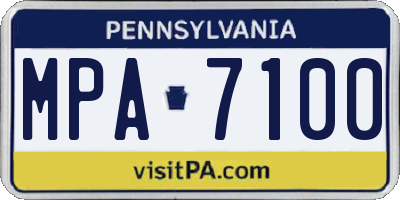 PA license plate MPA7100