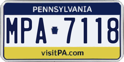 PA license plate MPA7118