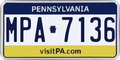 PA license plate MPA7136