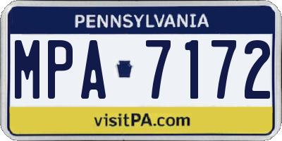PA license plate MPA7172