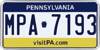 PA license plate MPA7193