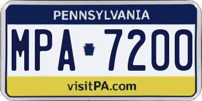 PA license plate MPA7200