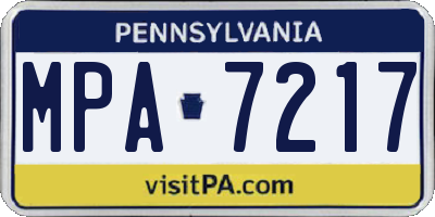 PA license plate MPA7217
