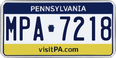 PA license plate MPA7218