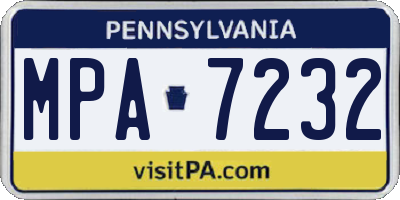 PA license plate MPA7232