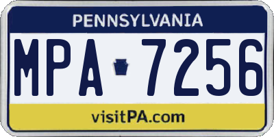 PA license plate MPA7256