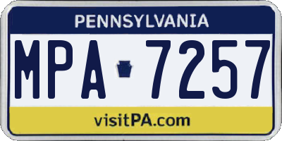PA license plate MPA7257
