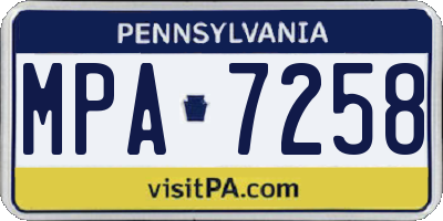 PA license plate MPA7258