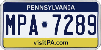 PA license plate MPA7289