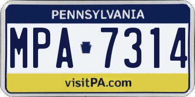 PA license plate MPA7314