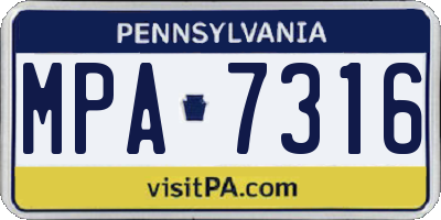 PA license plate MPA7316