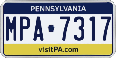 PA license plate MPA7317