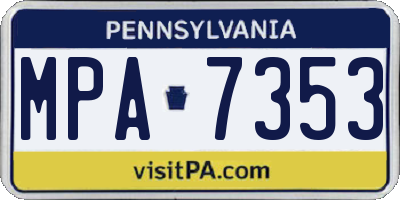 PA license plate MPA7353