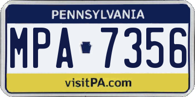 PA license plate MPA7356