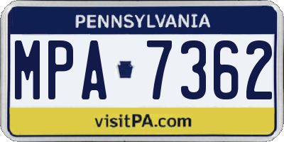 PA license plate MPA7362