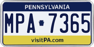 PA license plate MPA7365