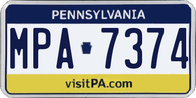 PA license plate MPA7374