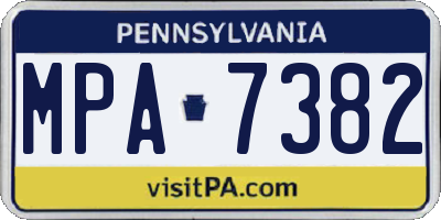 PA license plate MPA7382