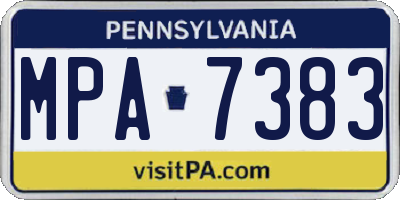 PA license plate MPA7383