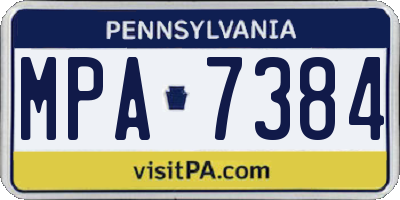 PA license plate MPA7384