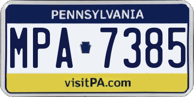 PA license plate MPA7385