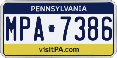 PA license plate MPA7386