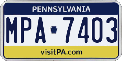 PA license plate MPA7403