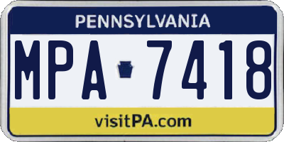 PA license plate MPA7418