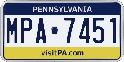 PA license plate MPA7451