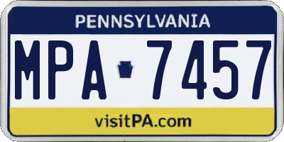 PA license plate MPA7457