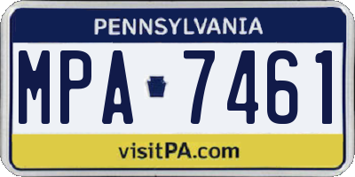 PA license plate MPA7461