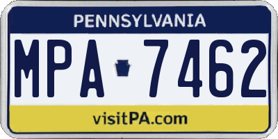 PA license plate MPA7462
