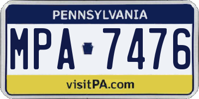 PA license plate MPA7476