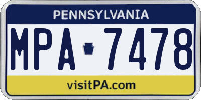 PA license plate MPA7478