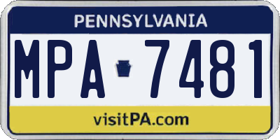 PA license plate MPA7481