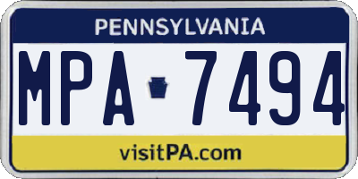 PA license plate MPA7494