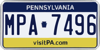 PA license plate MPA7496