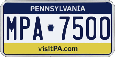 PA license plate MPA7500