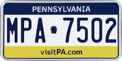 PA license plate MPA7502