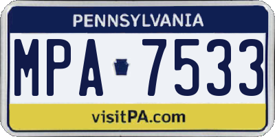 PA license plate MPA7533