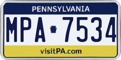 PA license plate MPA7534