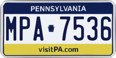 PA license plate MPA7536