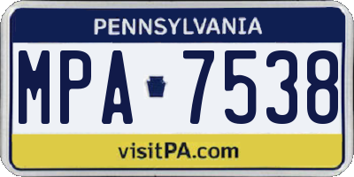 PA license plate MPA7538